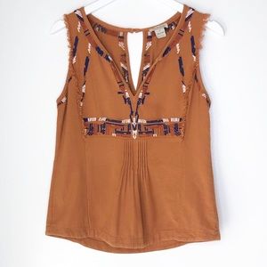 Lucky Brand Orange Southwest Print Tank